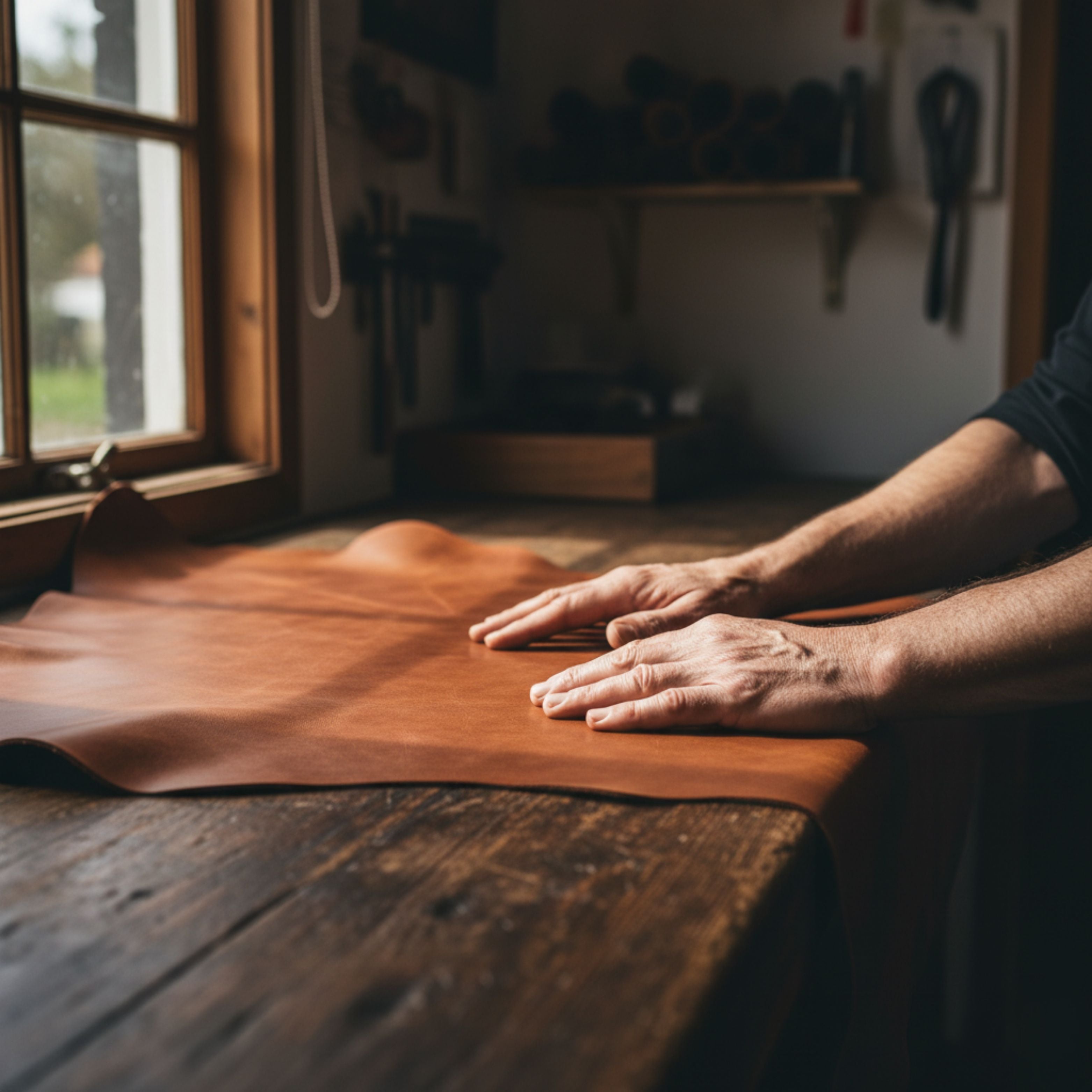 The warm, gentle hands of a Jeengar artisan resting on their workbench, symbolizing our commitment to personal and authentic customer support.