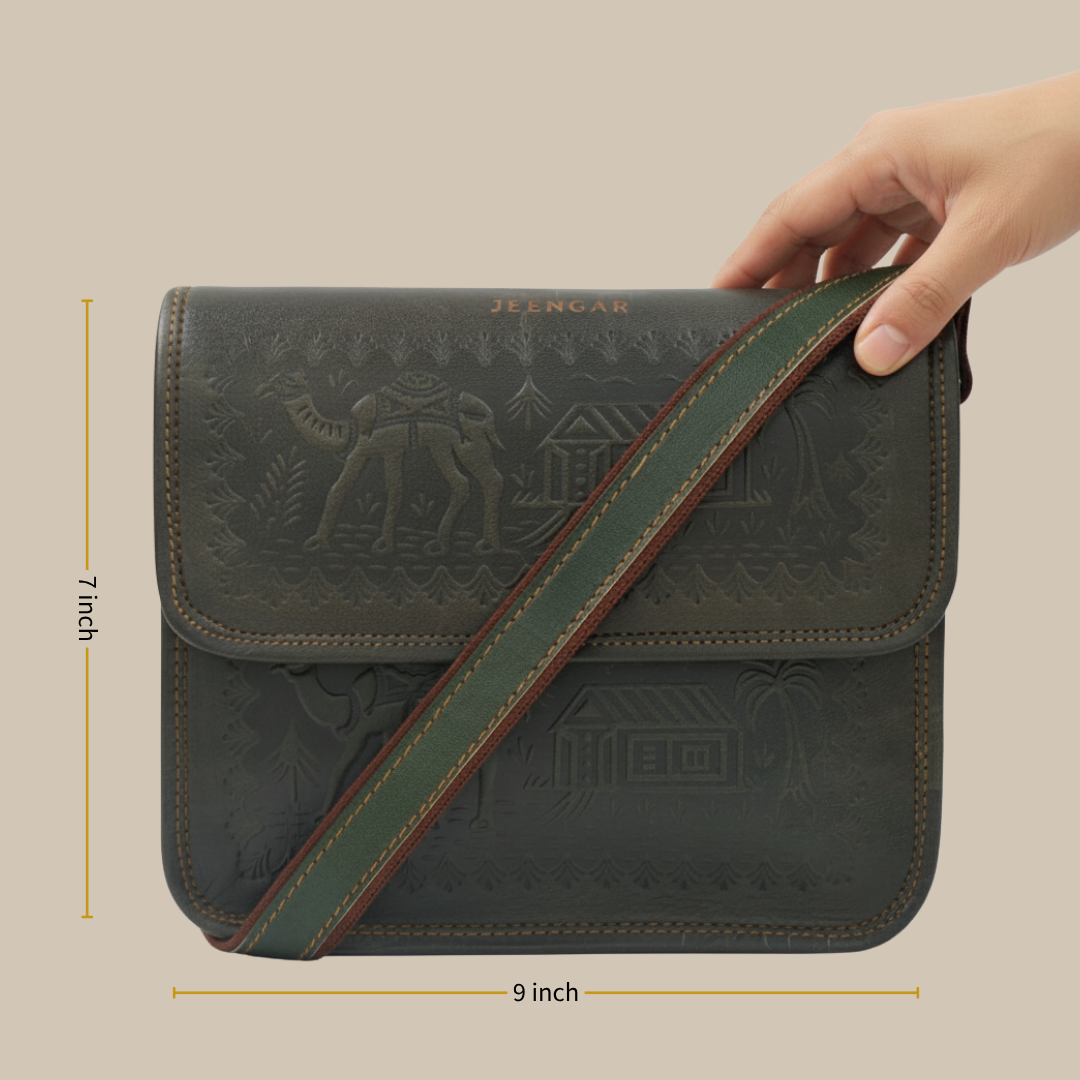 The Osian Sling - A genuine leather handbag for women and men by Jeengar