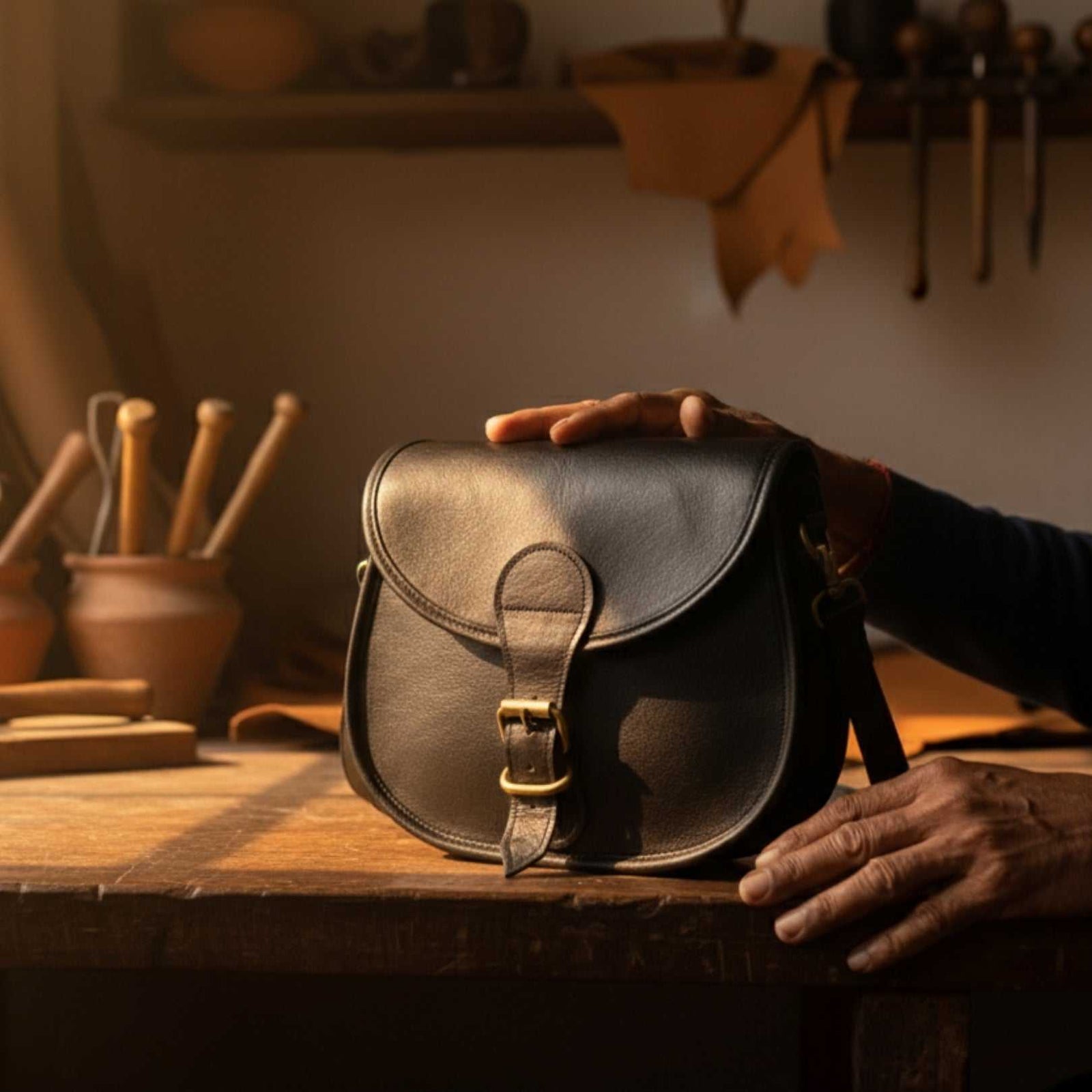 The Marwari Sling - A genuine leather sling bag for women by Jeengar