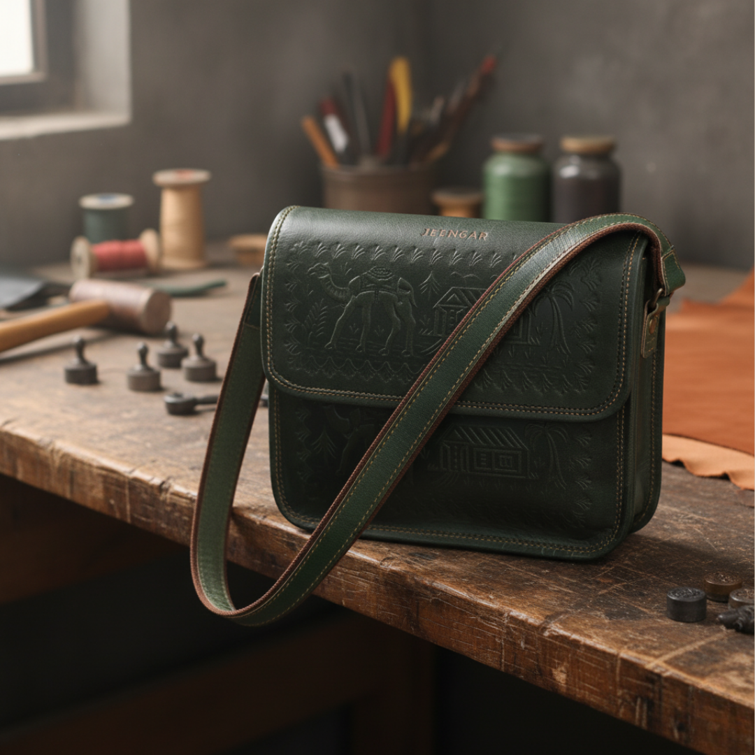 The Osian Sling - A genuine leather handbag for women and men by Jeengar