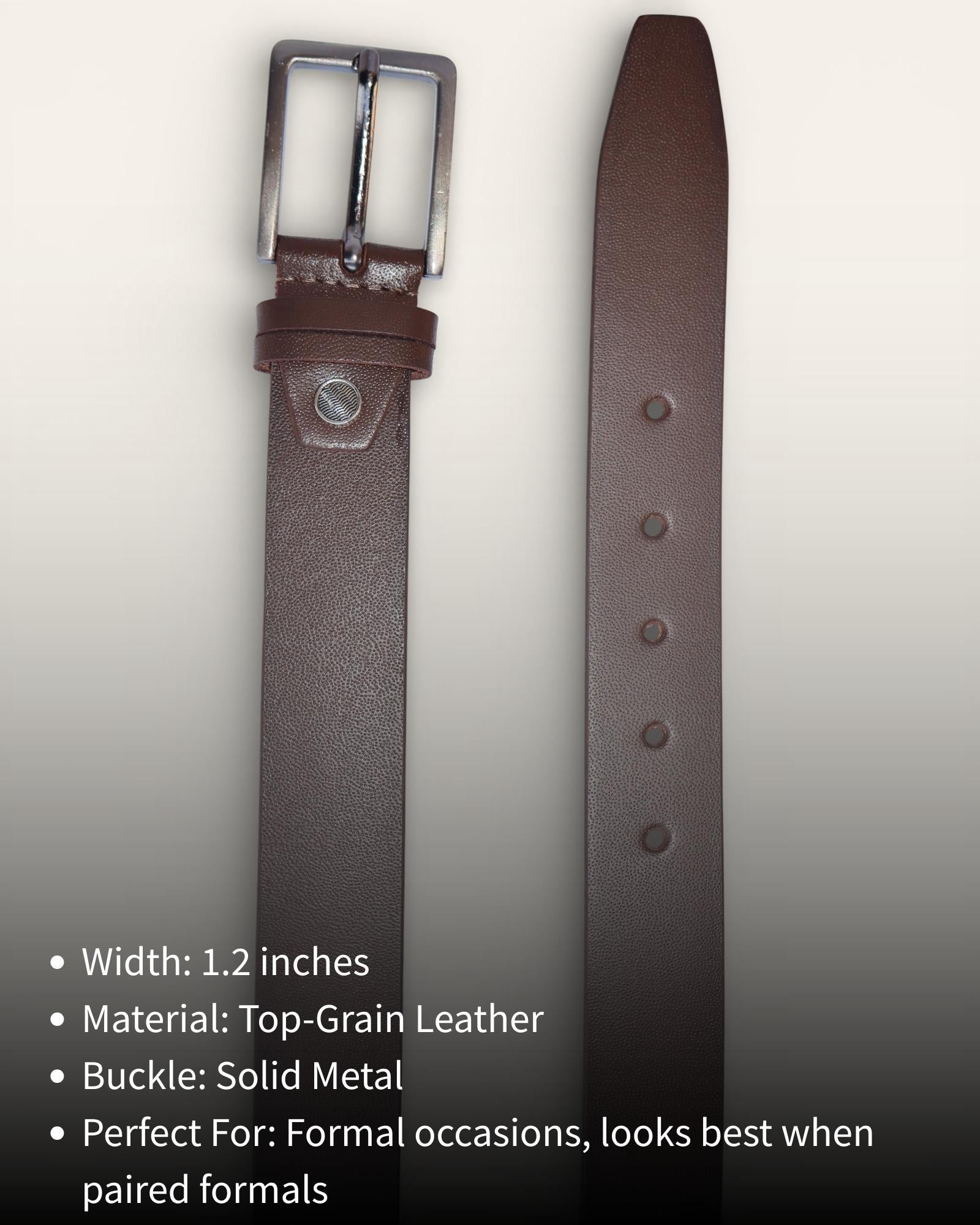 Real leather belt in dark brown, best for formal clothes