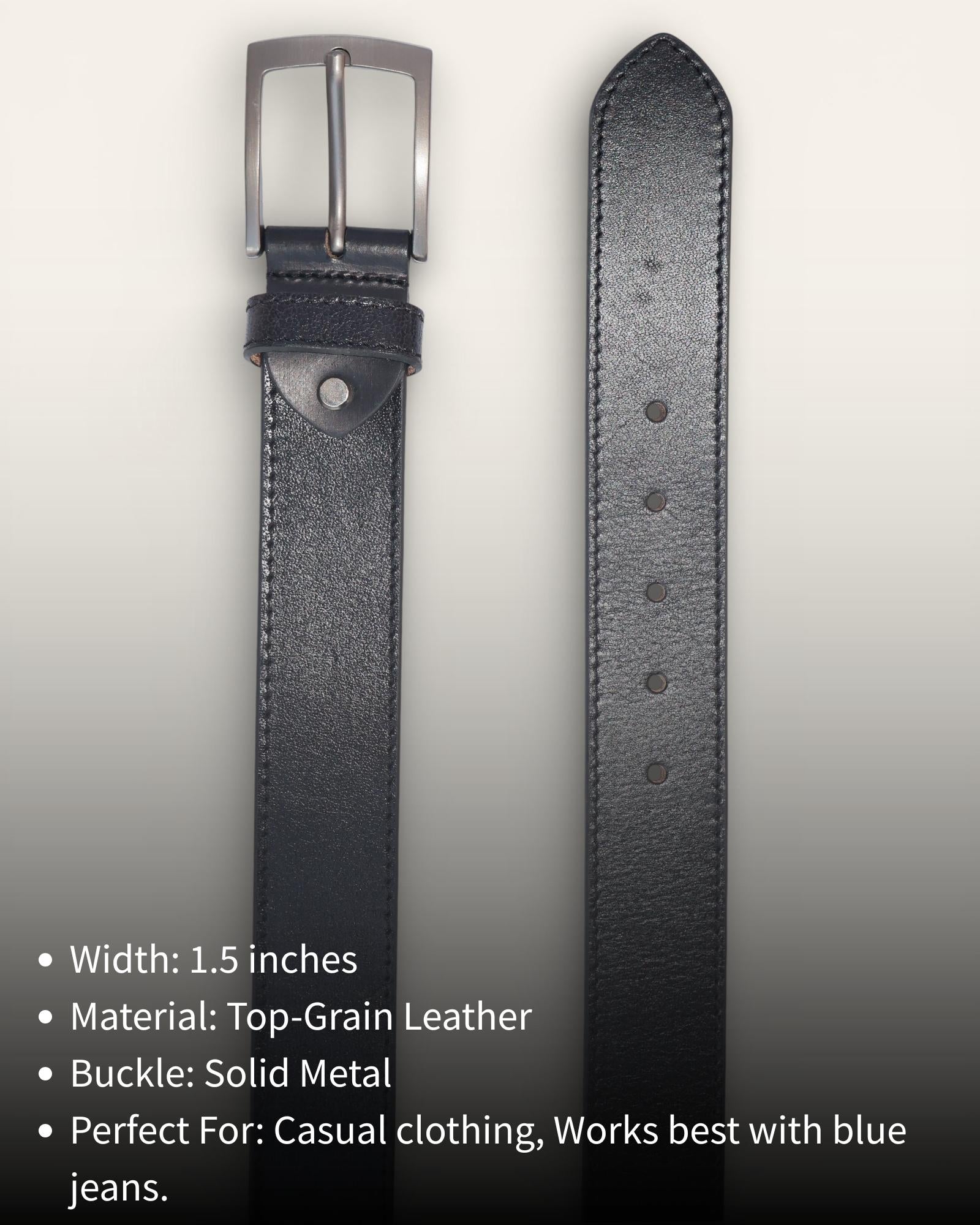 Real leather belt in black color, best for jeans