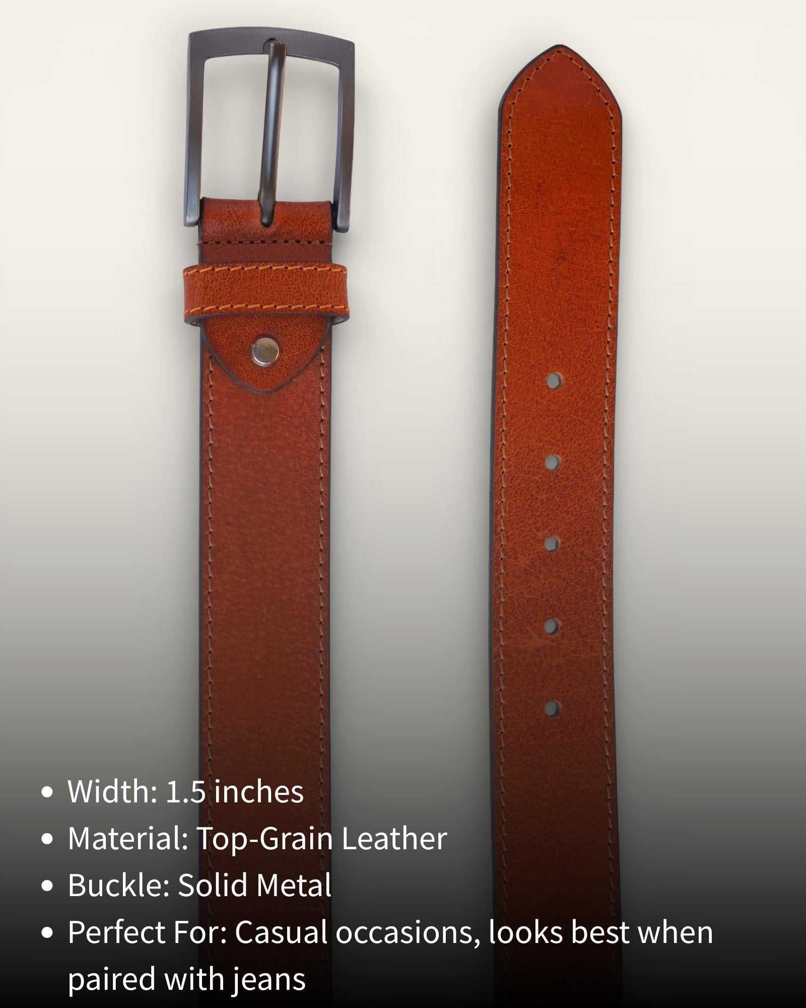 Tan brown real leather belt, best for casual and jeans