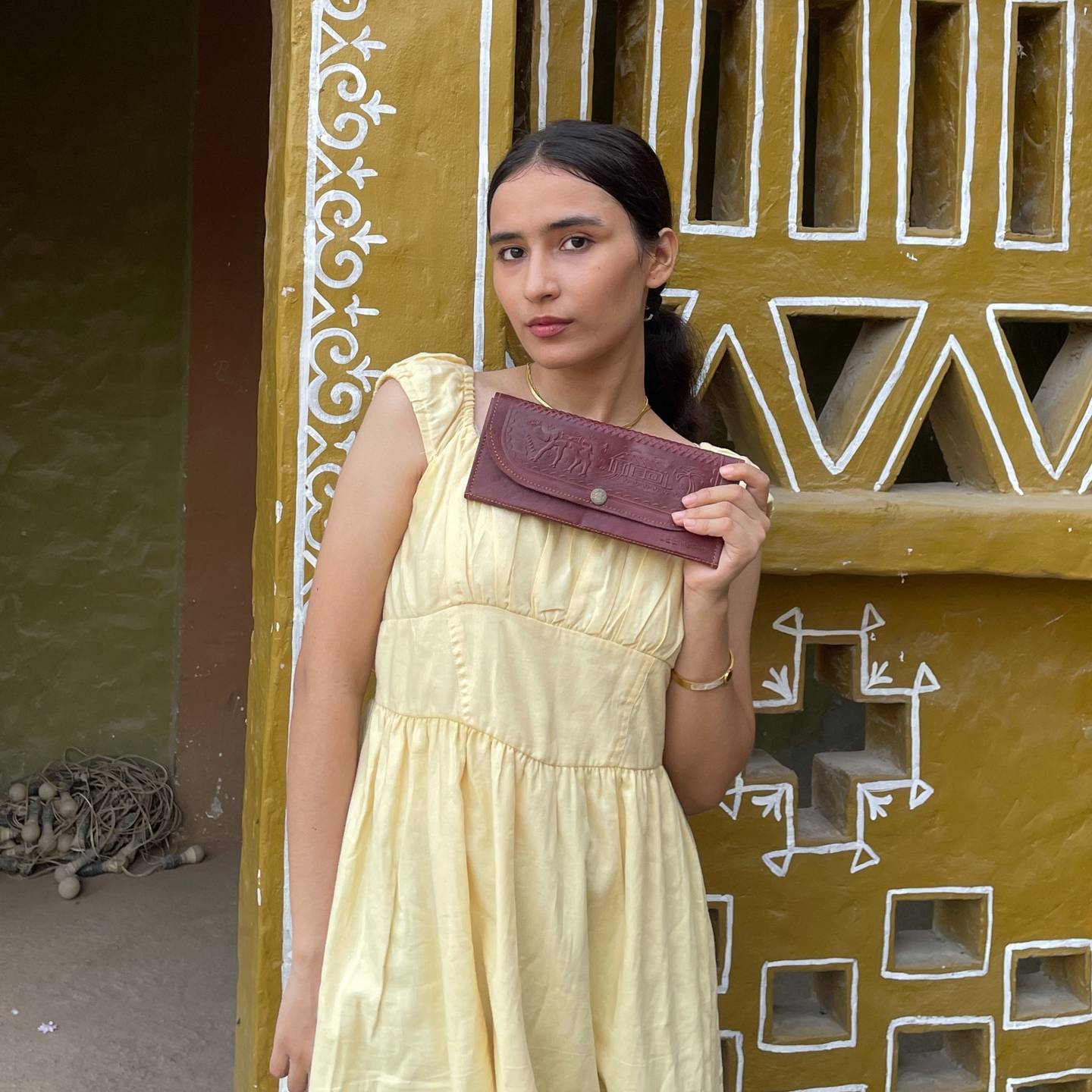 The Gangaur Clutch - A genuine leather wallet for women by  Jeengar