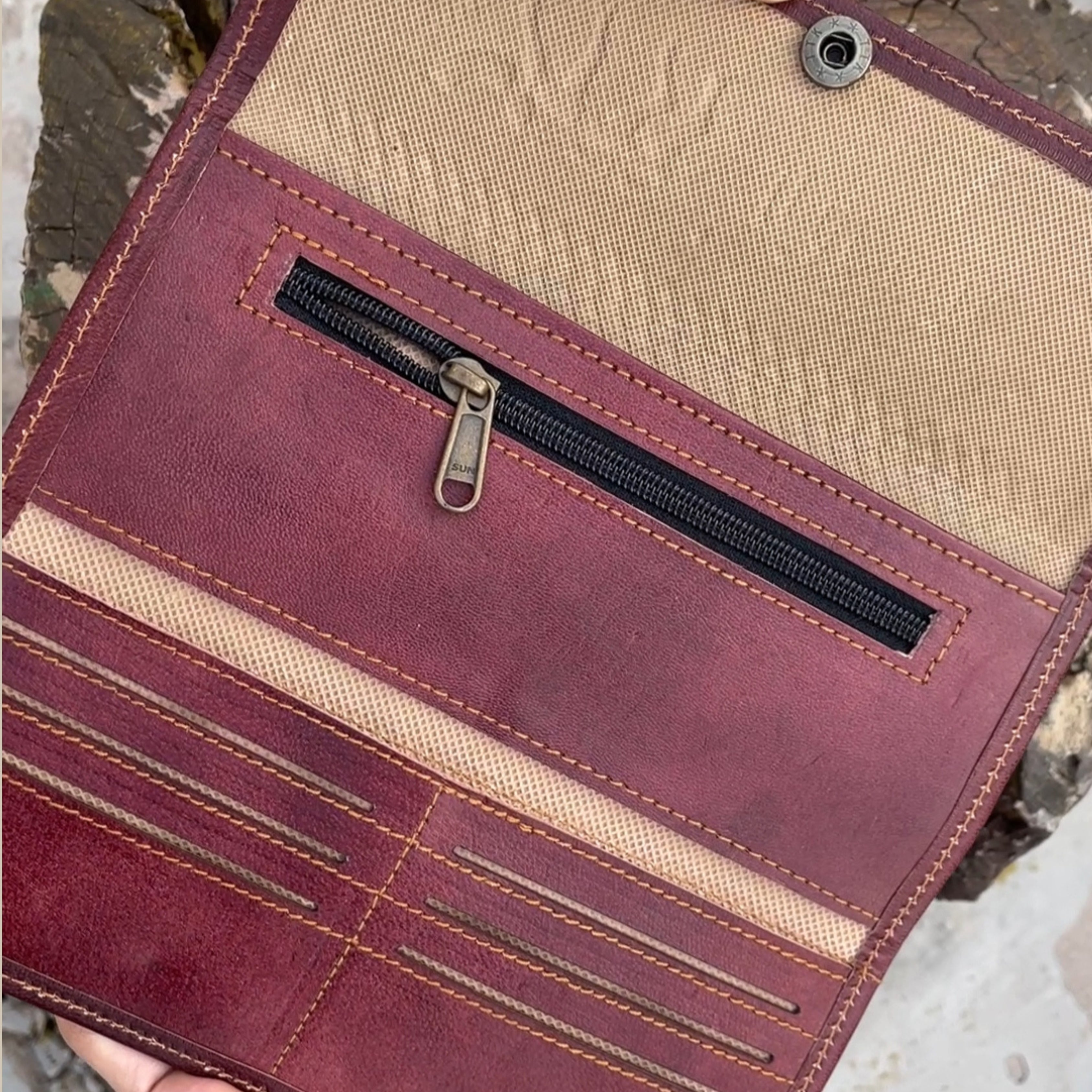 The Gangaur Clutch - A genuine leather wallet for women by  Jeengar