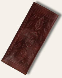 A real leather Ladies clutch or purse in cherry red color