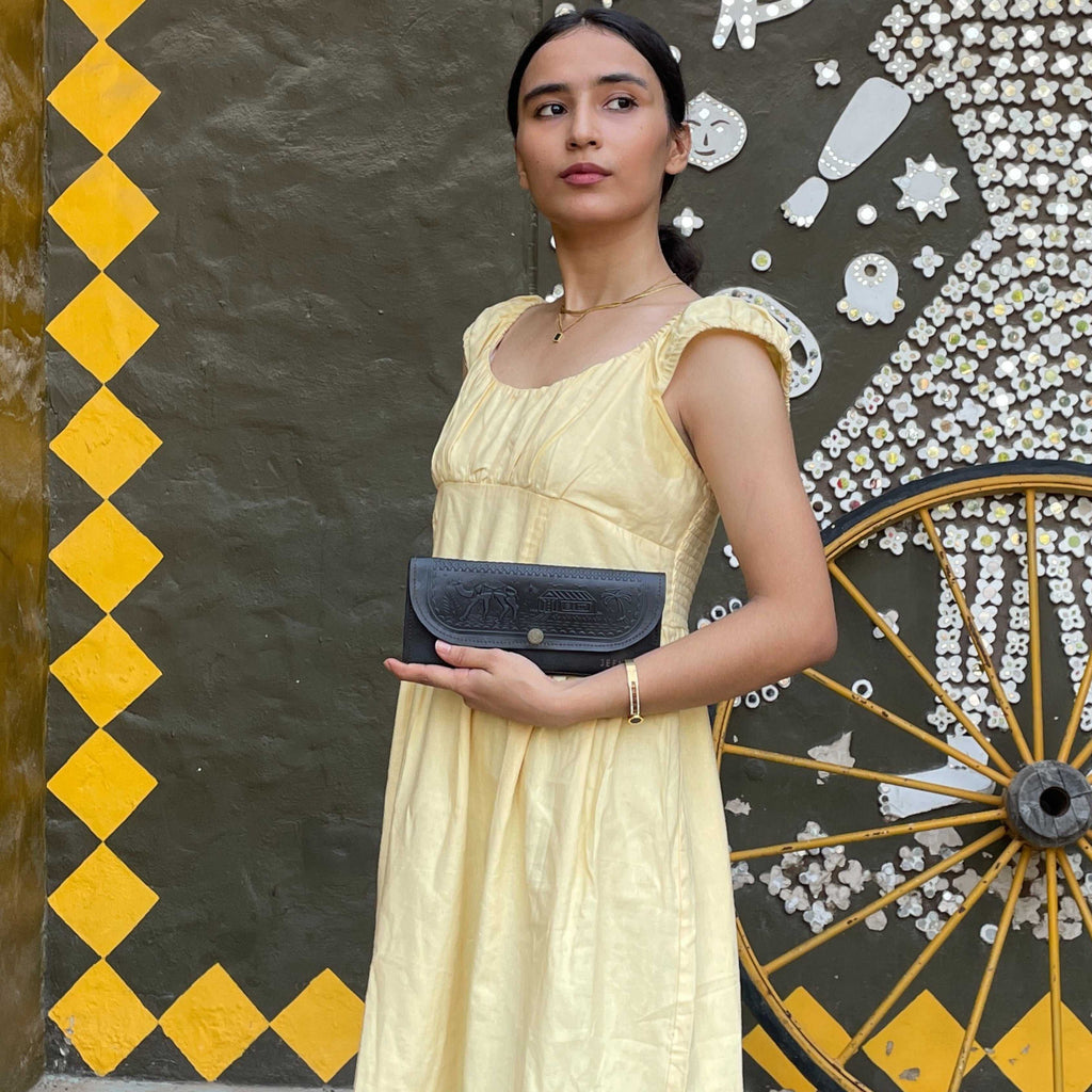 The Mandore Clutch - Genuine leather wallet for women by Jeengar