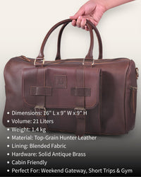 A real lather cabin friendly duffel bag