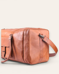 A real leather tan color duffel bag. spacious and premium