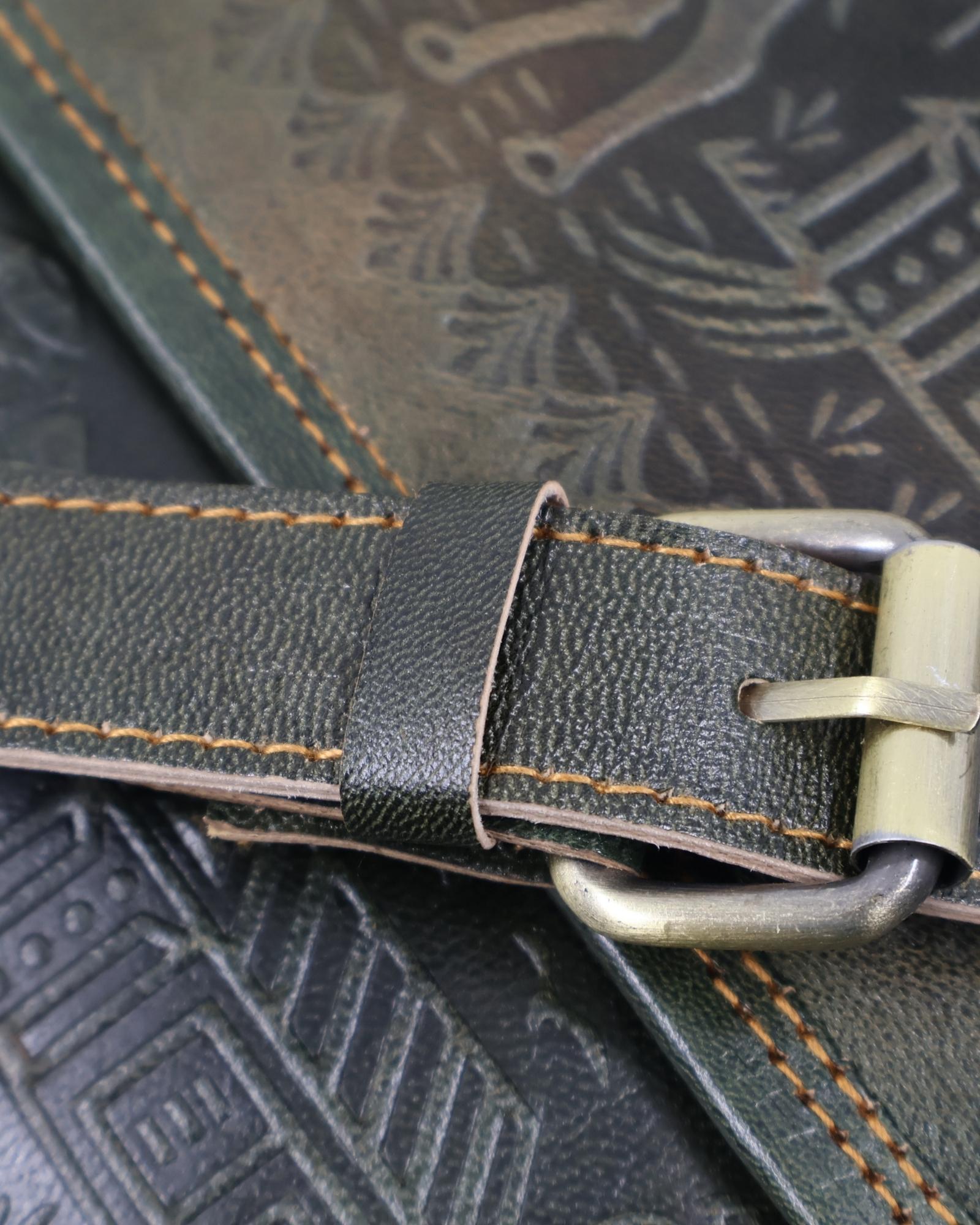 Embossed Rajasthani leather bag, handmade by Jeengar Mochi