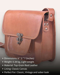 A real leather sling bag in tan color