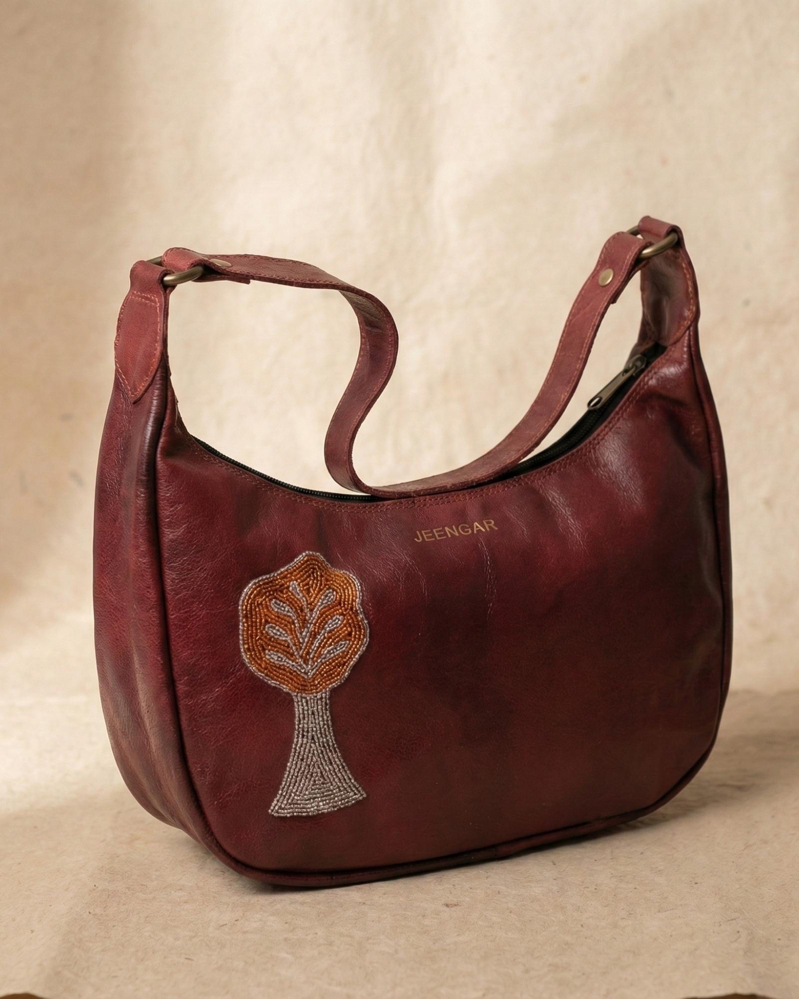 Real goat leather shoulder bag from Rajasthan jeengar mochi