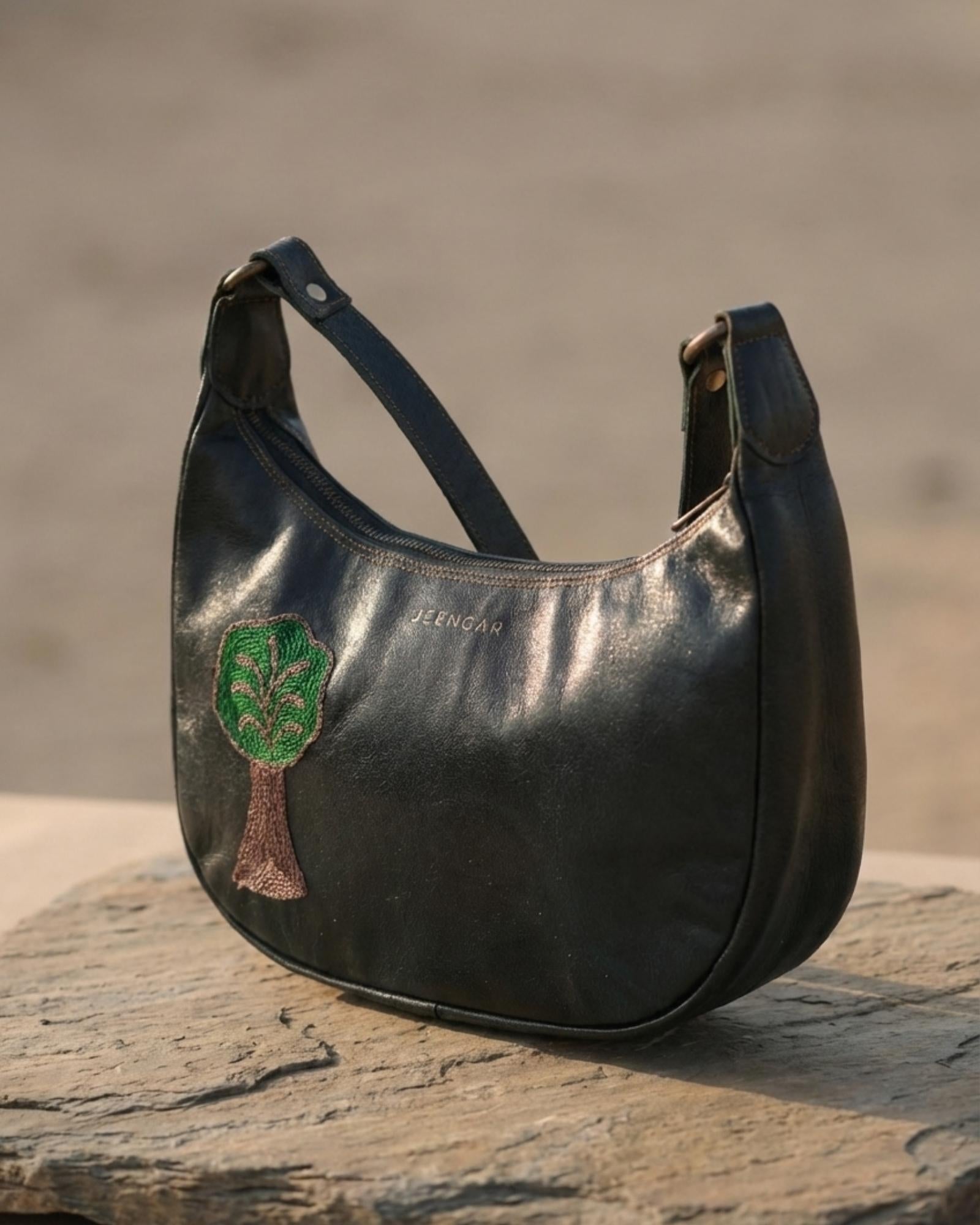 Real goat leather shoulder bag from Rajasthan jeengar mochi