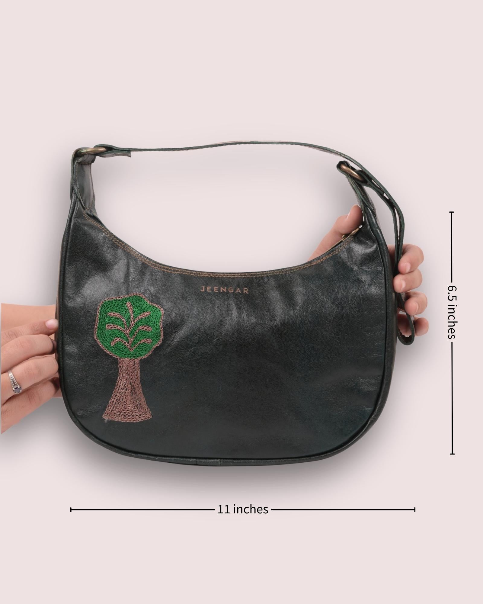 Real goat leather shoulder bag from Rajasthan jeengar mochi