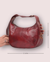 red real leather shoulder bag for stylish ladies