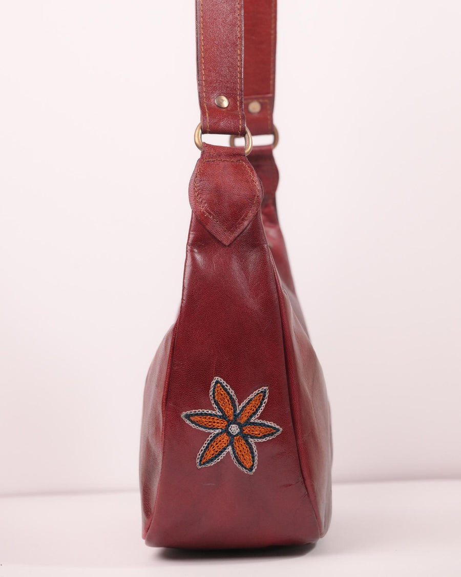 red real leather shoulder bag for stylish ladies
