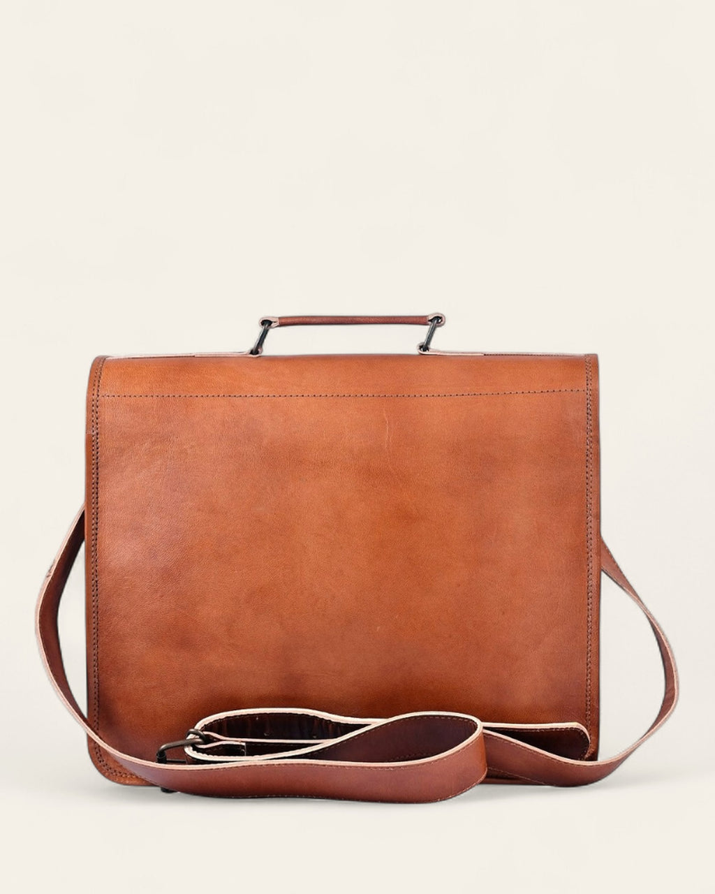 Side profile of The Ajmer Laptop Bag showing its depth and adjustable strap