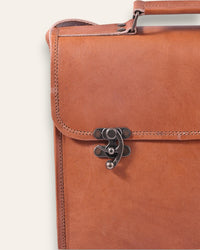 A real leather tan color briefcase, handmade in rajasthan india