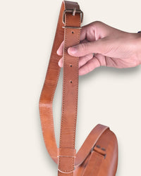 A real leather tan color briefcase, handmade in rajasthan india