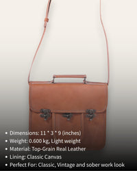 A real leather messenger bag with a pocket. Can fit an ipad.