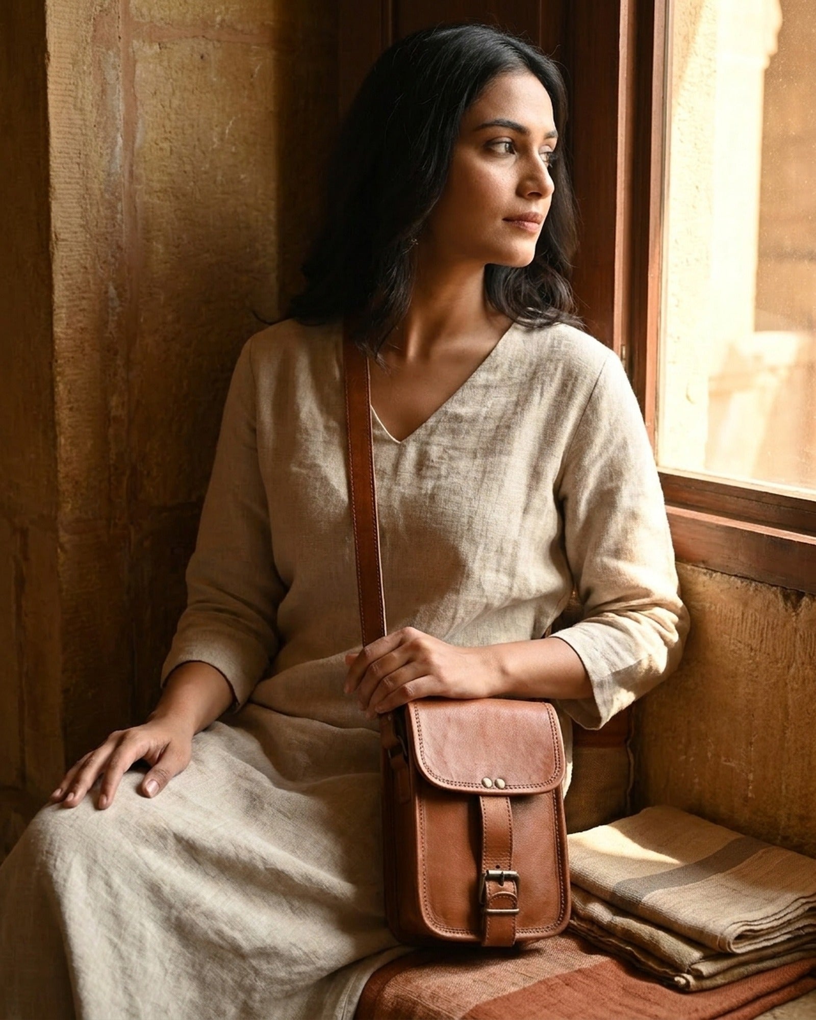 The Merta Mobile Sling — worn cross-body