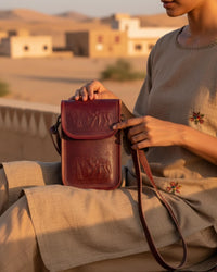 unisex Small real leather sling bag for daily essentials