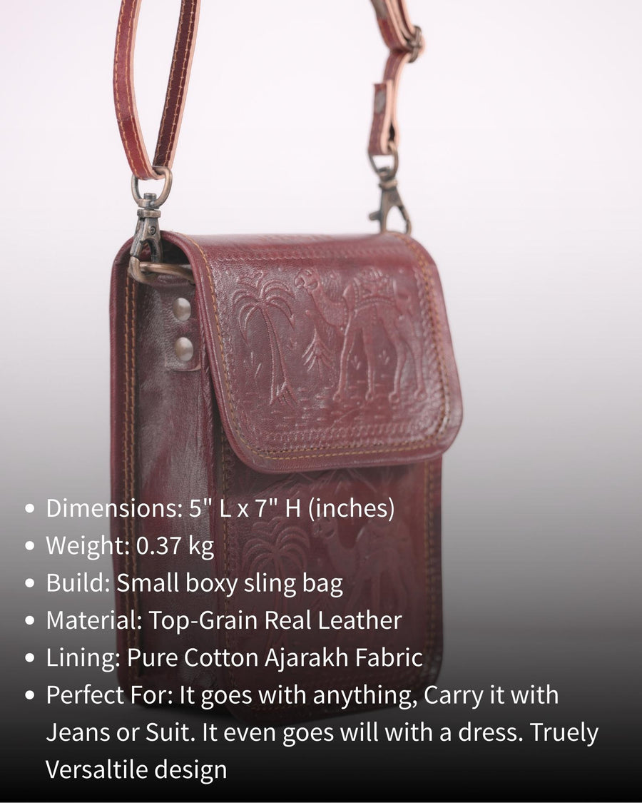 unisex Small real leather sling bag for daily essentials
