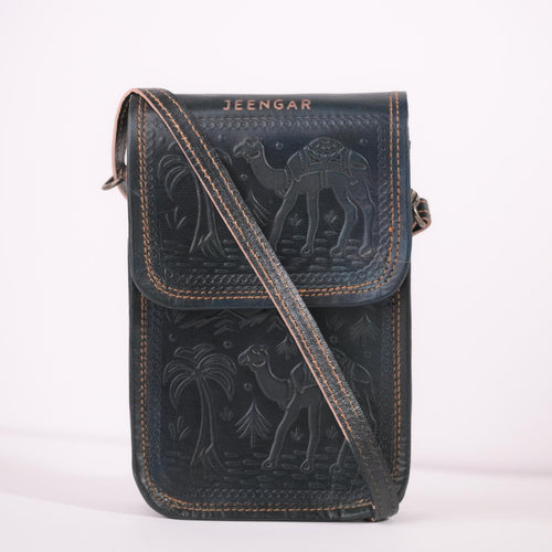 Handmade Leather sling bag to carry mobile