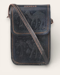 A compact mobile sling bag made with real leather, ideal for daily use