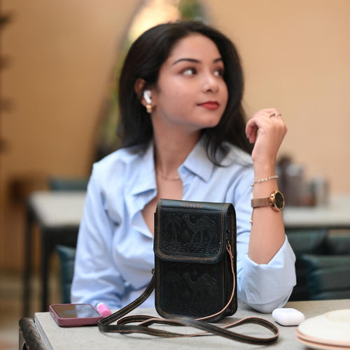 Handmade Leather sling bag to carry mobile