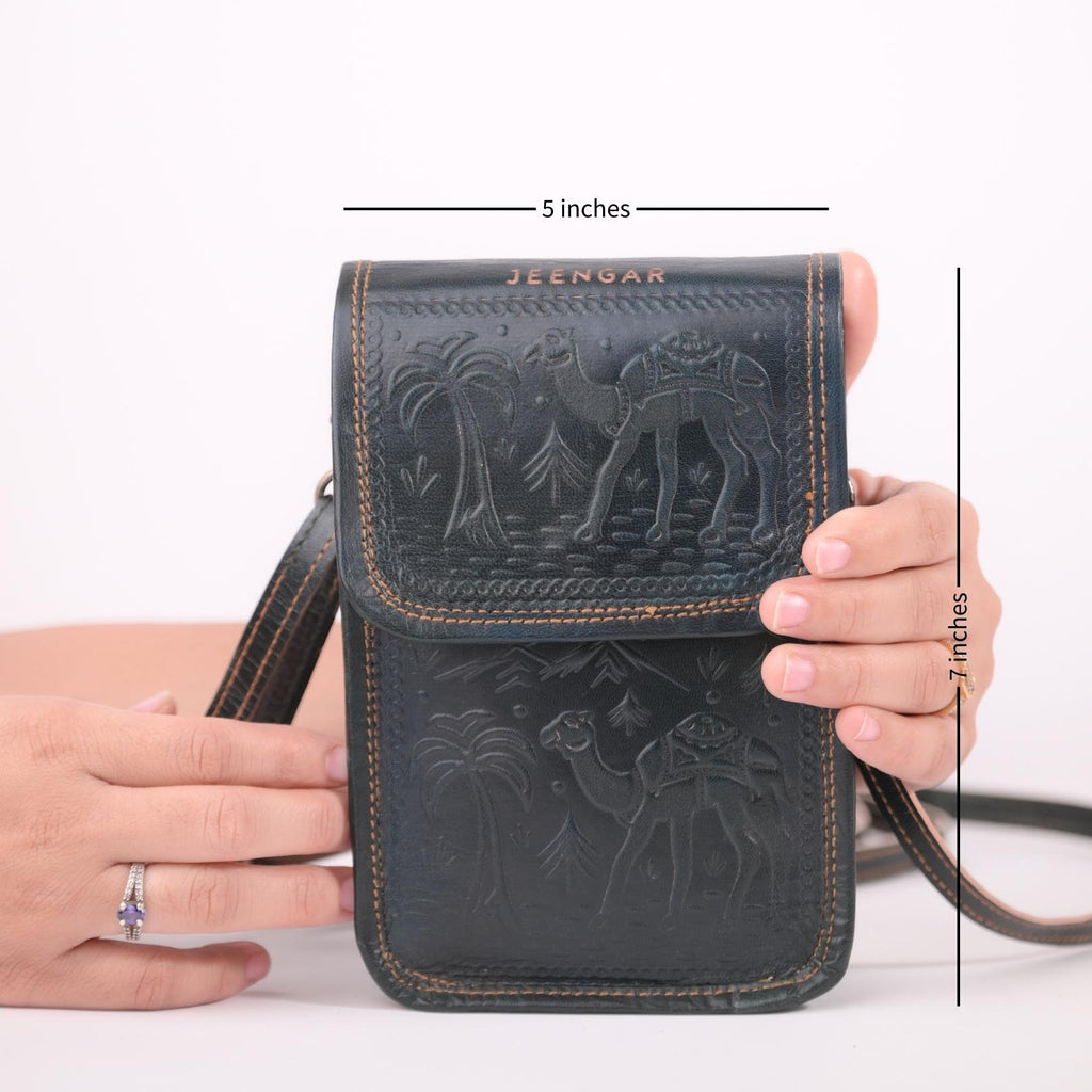 Handmade Leather sling bag to carry mobile