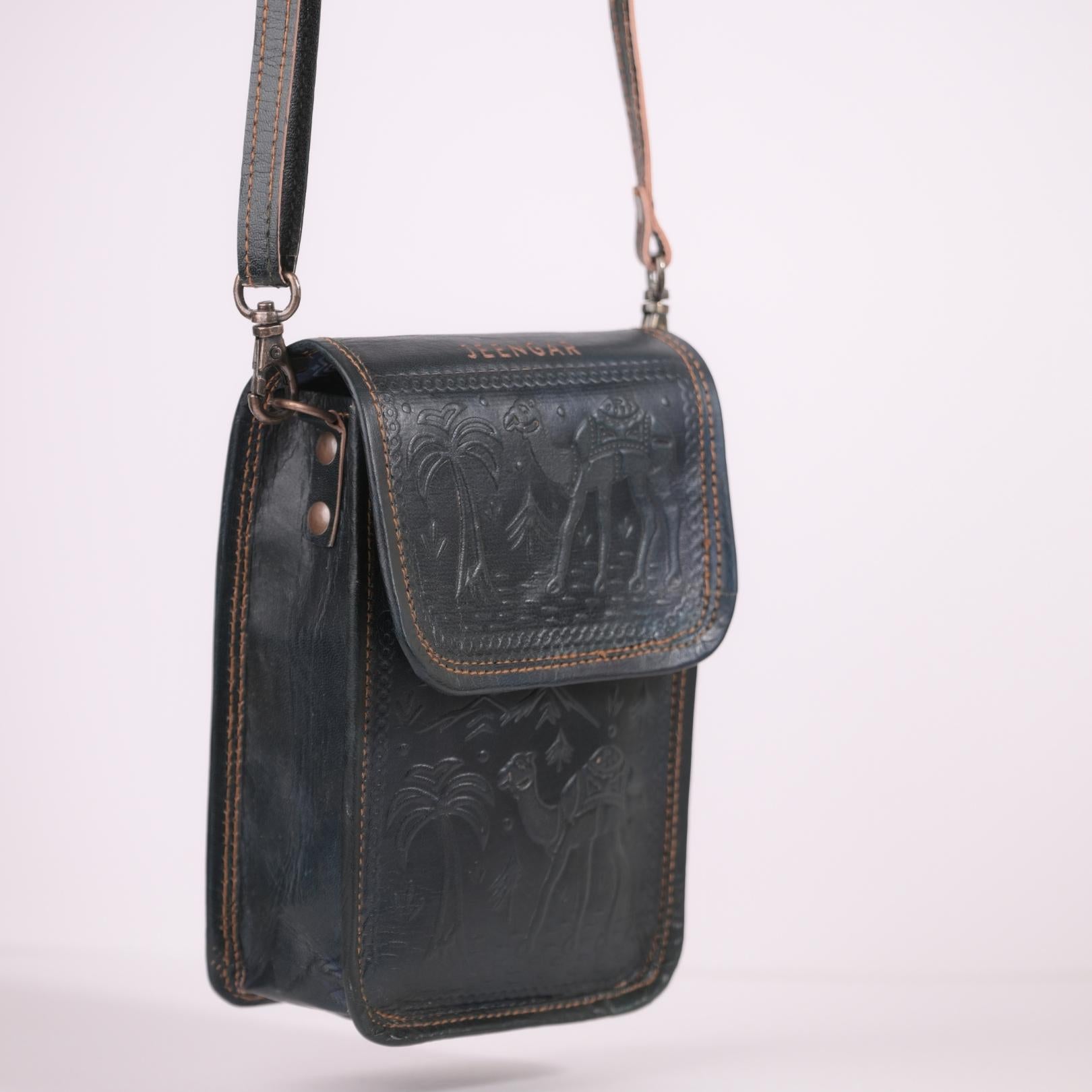 Handmade Leather sling bag to carry mobile