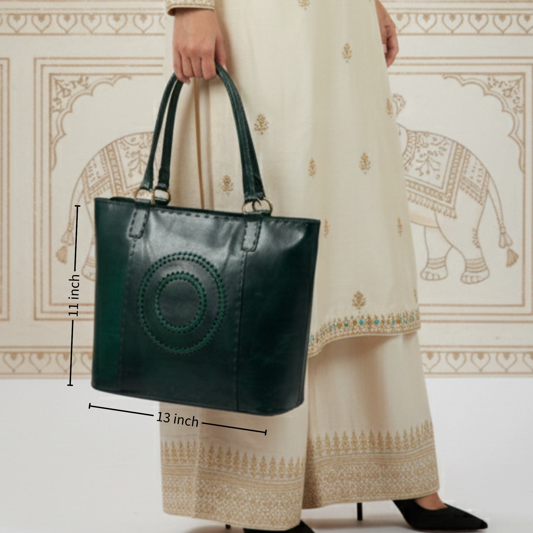 The Rambagh Tote - A genuine leather tote bag for women by Jeengar