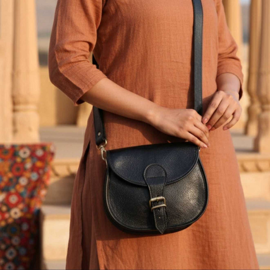 The Marwari Sling - A genuine leather sling bag for women by Jeengar