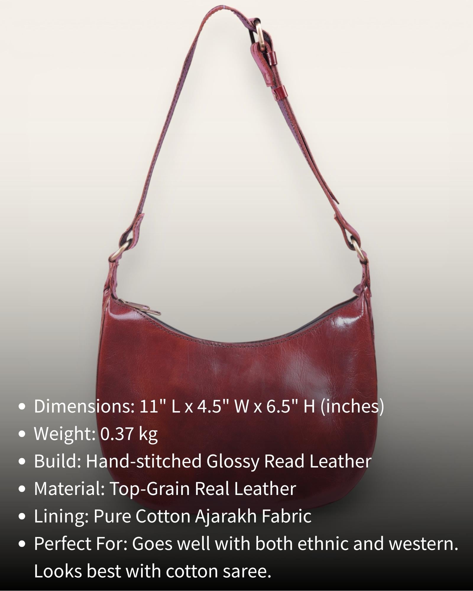 a real leather red shoulder bag