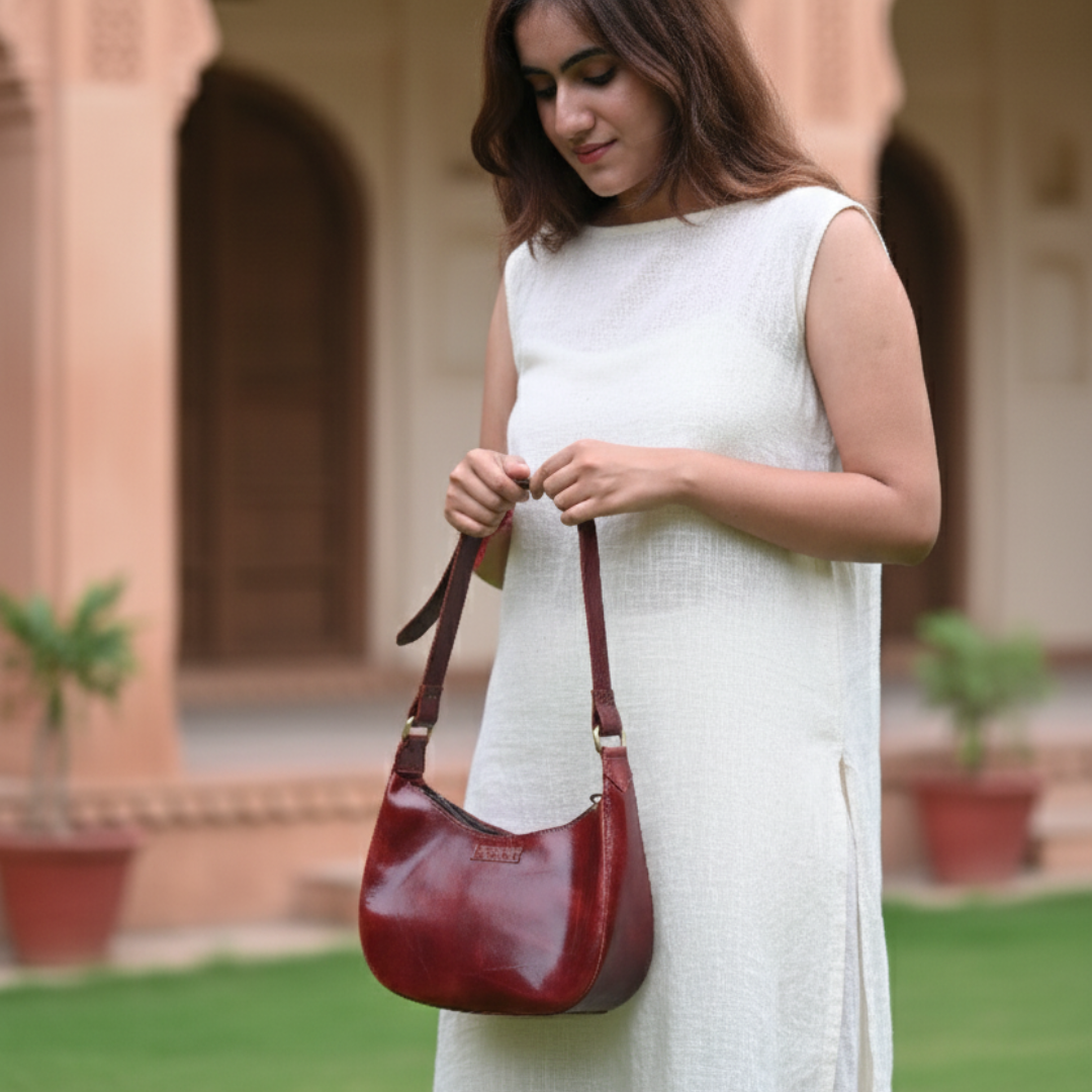 The Ranisar Shoulder Bag - A genuine leather handbag for women by Jeengar