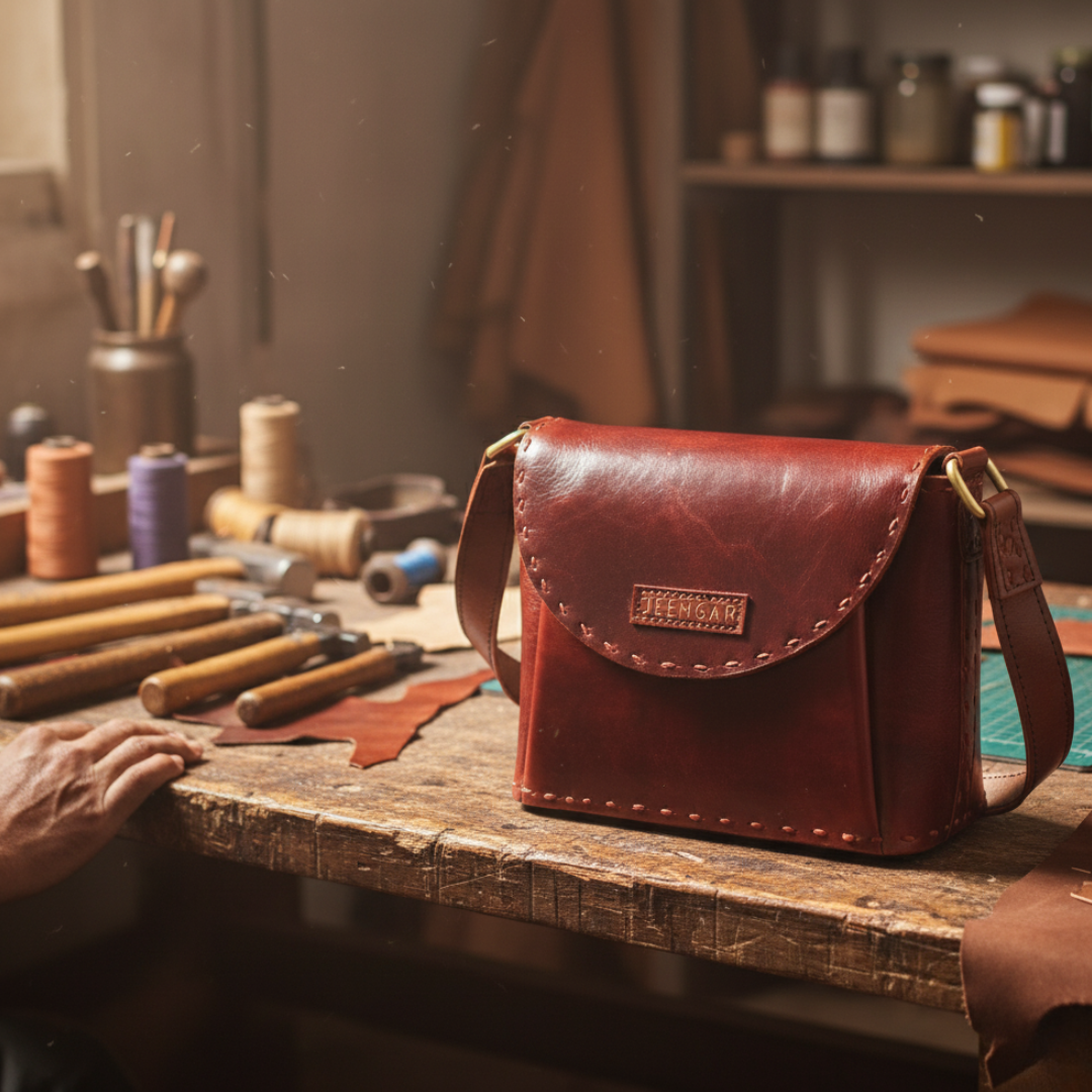 The Beawar Sling - A genuine leather sling bag for women by Jeengar