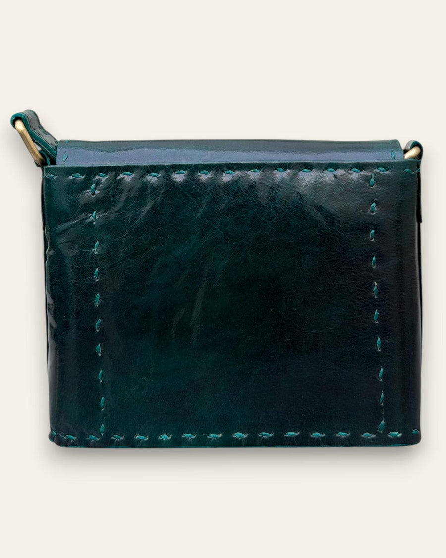 a real leather green sling bag