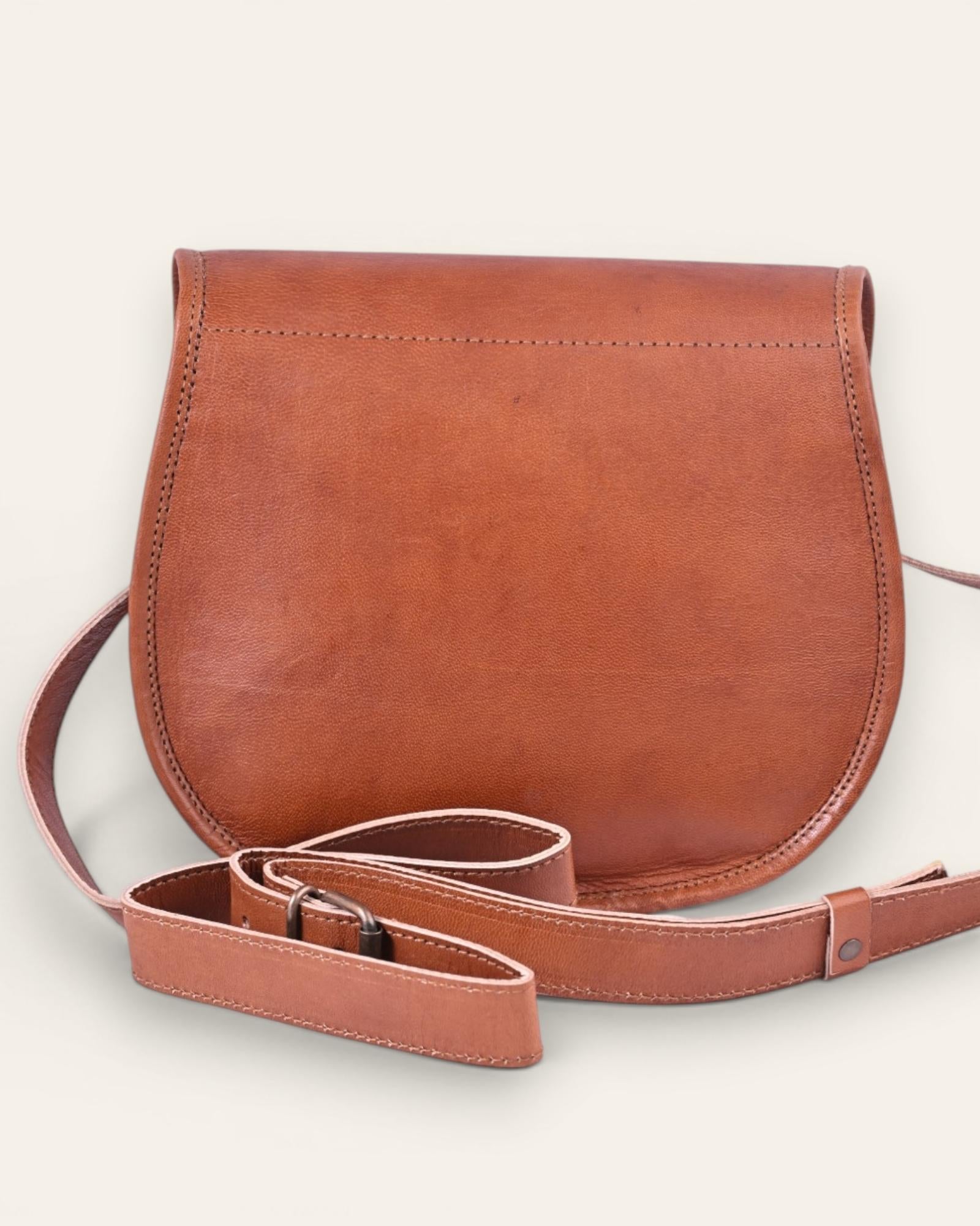 A real goat leather sling bag made in rajasthan