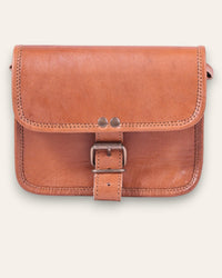 A mini real leather bag in tan color