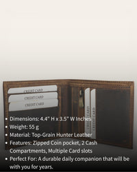 Handmade leather wallet with multiple card slot and 2 cash compartment