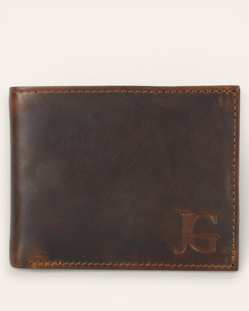 A real leather wallet with 2 cash compartments and a coin pocket