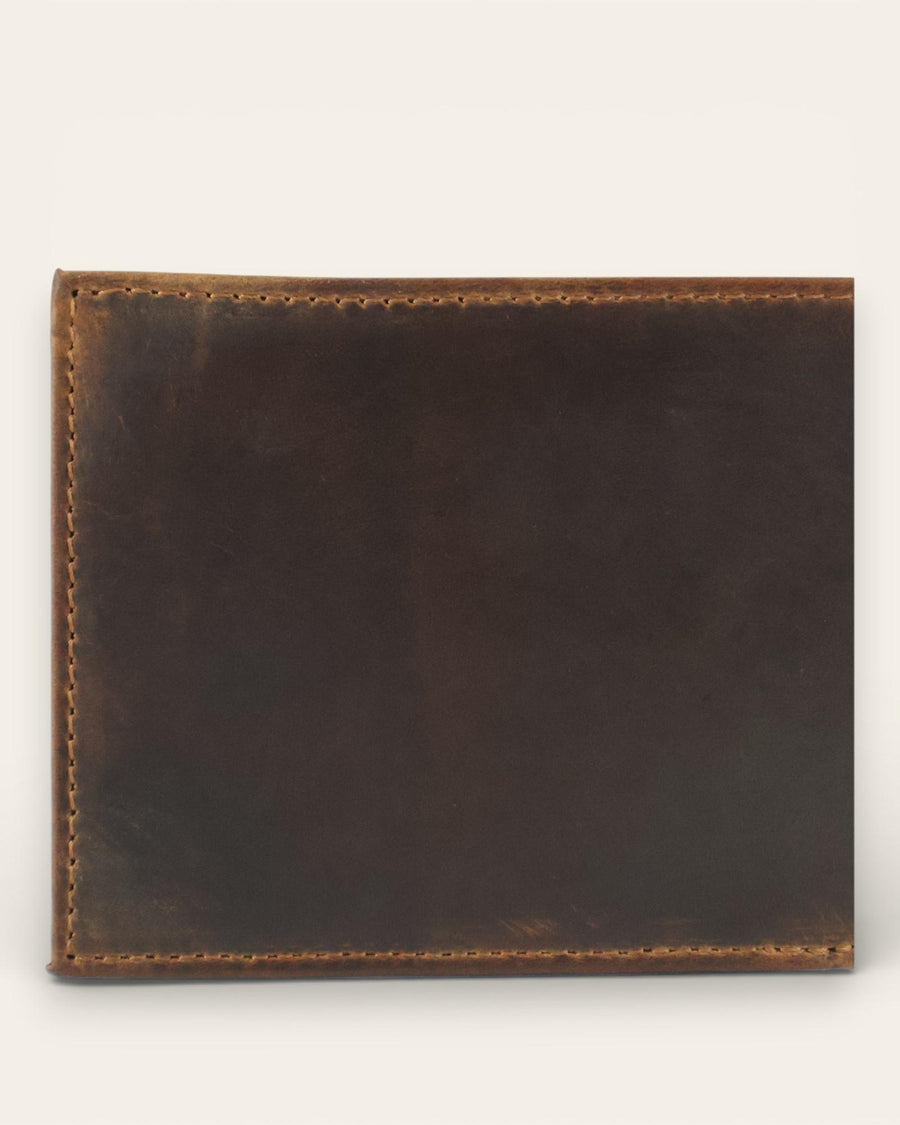 A real leather wallet with 2 cash compartments and a coin pocket