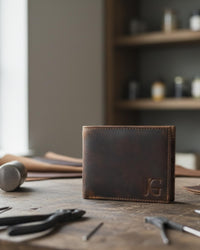 A real leather wallet with 2 cash compartments and a coin pocket